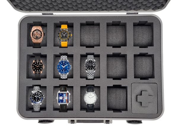 MC-CASES® Edler Aluminium Uhrenkoffer Transportkoffer für bis zu 14 Uhren -  Luxury Line - Case - Handgemacht - MC-CASES ONLINESHOP